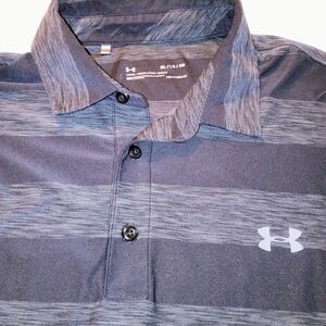 Under Armour Men's Gray Striped Polo